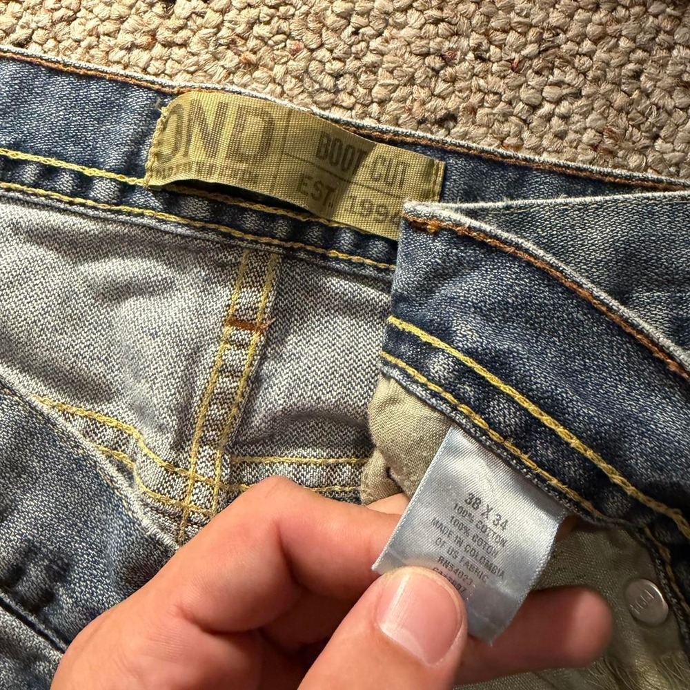 Old Navy Baggy Wide Leg Blue Jeans Mens 38x34 Y2K Skater Grunge Distressed Denim - Picture 3 of 6
